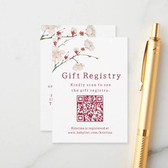 Cartão De Informações Bebê no Bloom Blossom - Chá de fraldas do Registro (Frente/Verso In Situ)