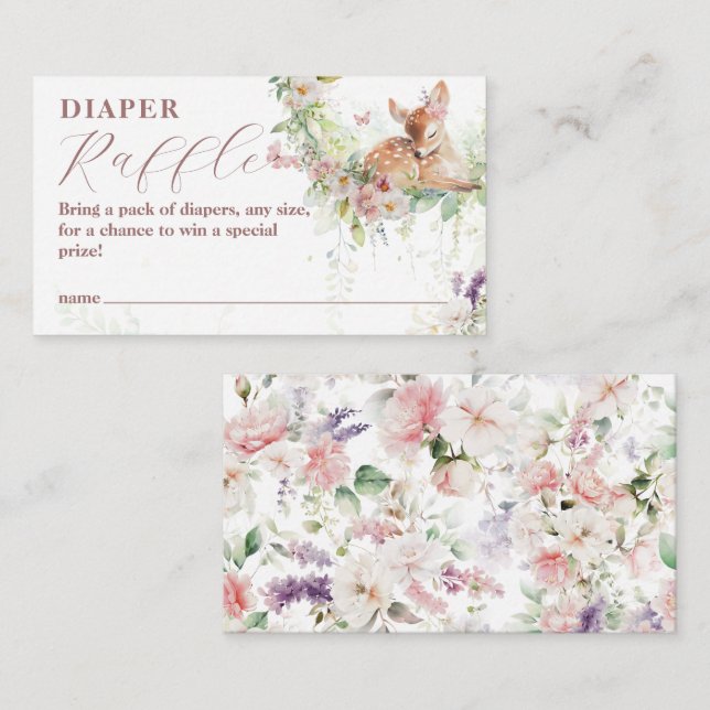 Cartão De Informações Bebê no Bloomland Woodland Floral Baby Chá (Frente/Verso)