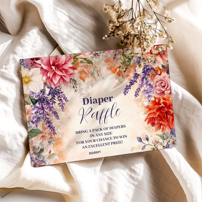 Cartão De Informações Bebê no Chá de fraldas do Bloom Garden (Criador carregado)