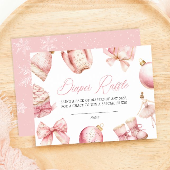 Cartão De Informações Bebê rosa é frio fora da Fralda Raffle (Criador carregado)