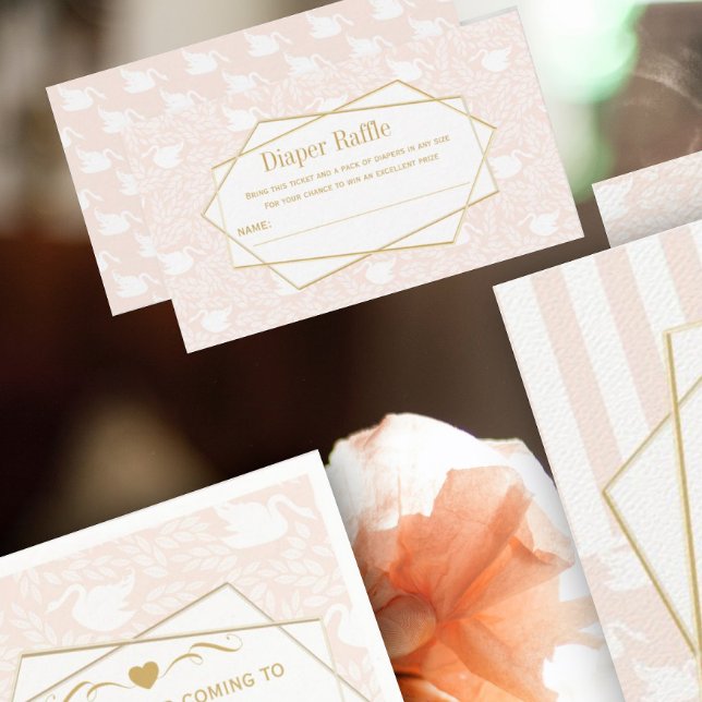 Cartão De Informações Bebê Rosa Esbranquiçado Cobra-Fralda Raffle (Criador carregado)