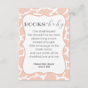 Cartão De Informações Bebê Rosa Girafa Livros para Bebê