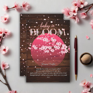 Cartão De Informações Bebê Rústico em Flor Sakura Flor de Cerejeira