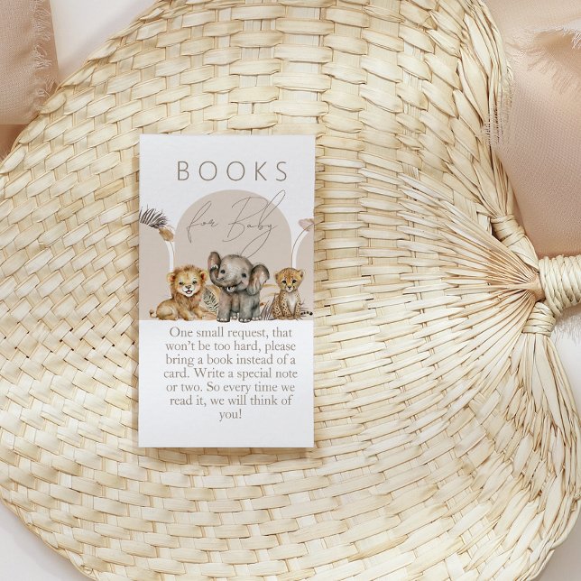 Cartão De Informações Bebê Safari Animais Boho Chá de fraldas (Criador carregado)