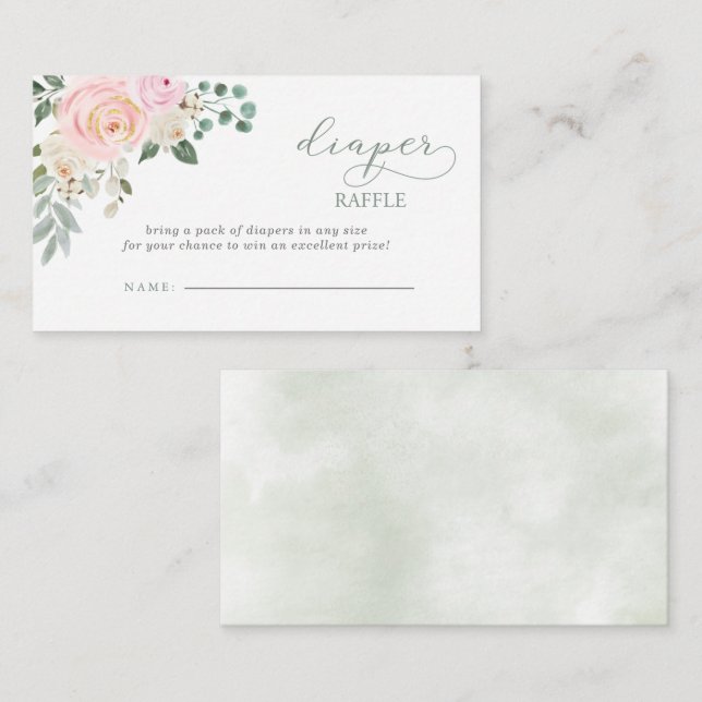 Cartão De Informações Bebê Sage em Sangue, Fralda Rosa Raffle (Frente/Verso)