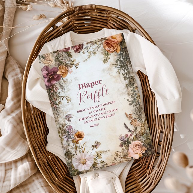 Cartão De Informações Bebê Whimsical em Sangue Flor Selvagem Raffle (Criador carregado)