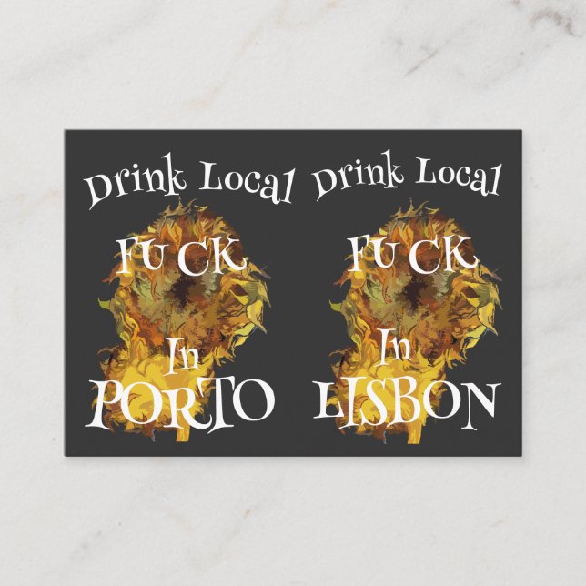 Cartão De Informações Beber Fu ck local no Partido de Lisboa (Frente)