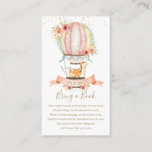 Cartão De Informações Bebês bonitos com balão de ar quente trazem um liv