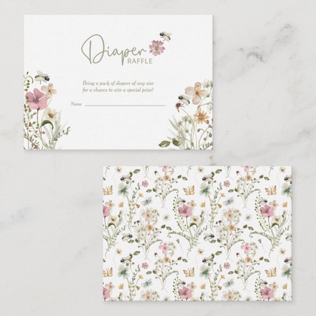 Cartão De Informações Bebida Fralda de flor selvagem Raffle Chá de frald (Frente/Verso)