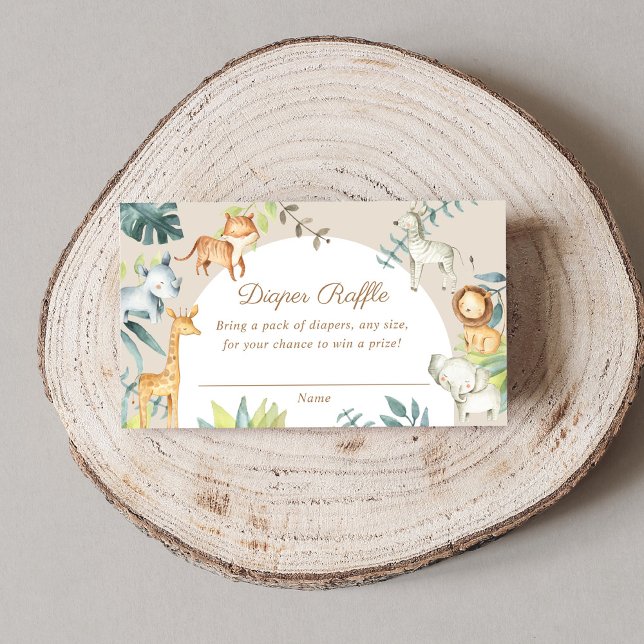 Cartão De Informações Beigari safari neutro do gênero - rifa de fralda (Criador carregado)