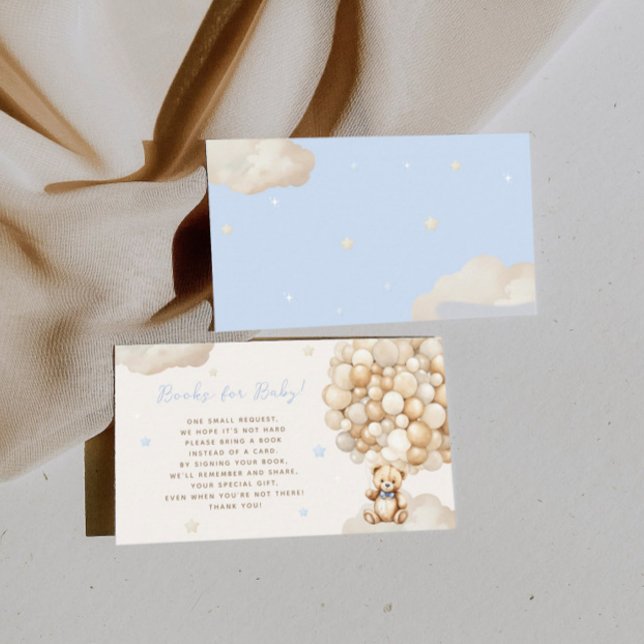 Cartão De Informações Beige Balloon Bear Livros Para Chá de fraldas Bebê (Criador carregado)