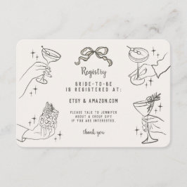 Cartão De Informações Beige Retro Cocktail Bridal Registry Insert