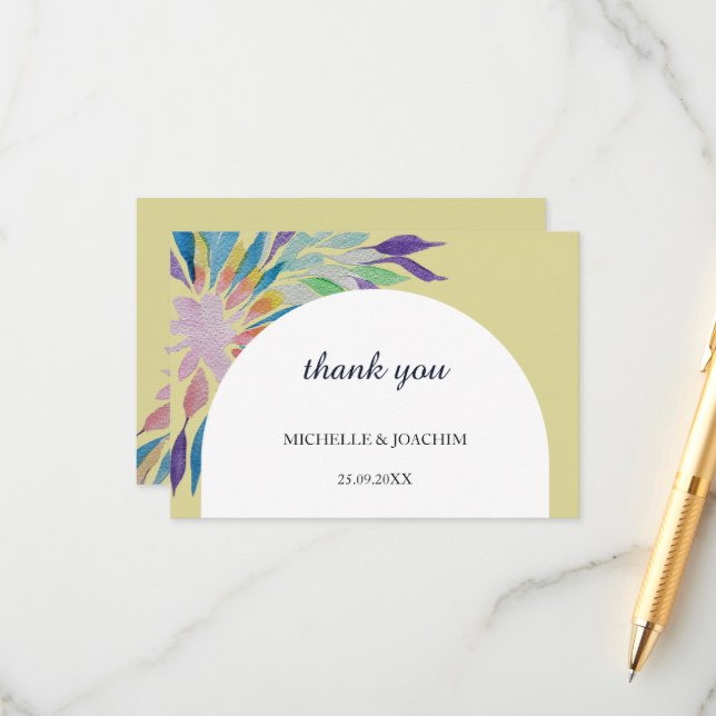 Cartão De Informações Bela Bela Arte Floral De Aquarela (Frente/Verso In Situ)