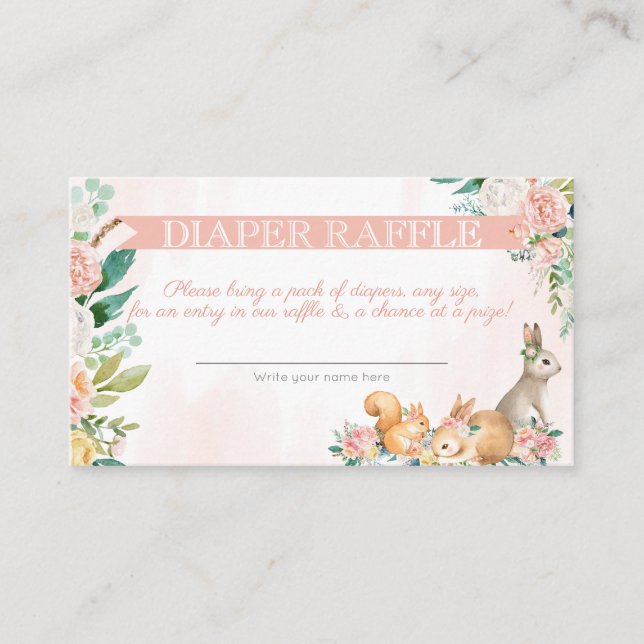 Cartão De Informações Bela Fralda de Animais da Floresta (Frente)