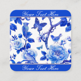 Cartão De Informações Beleza Floral Azul e Branco