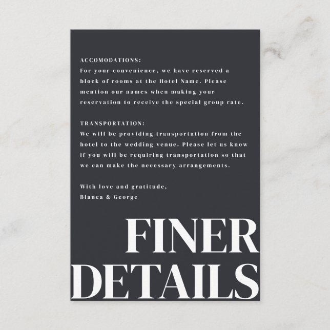 Cartão De Informações Belmont Vertical Wedding (Frente)