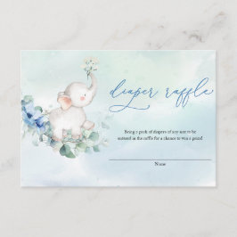 Cartão De Informações Belo Elefante Dusty Fralda Floral Azul Raffle
