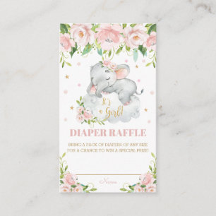 Cartão De Informações Belo Elefante, Rosa, Fralda Floral Raffle