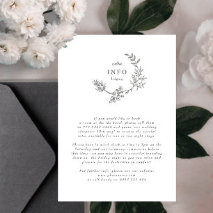 Cartão De Informações Belo Monograma Floral Desenhado Coroa de Casamento