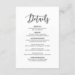 Cartão De Informações Belo Nosso Casamento Detalhes Moderno e elegante N