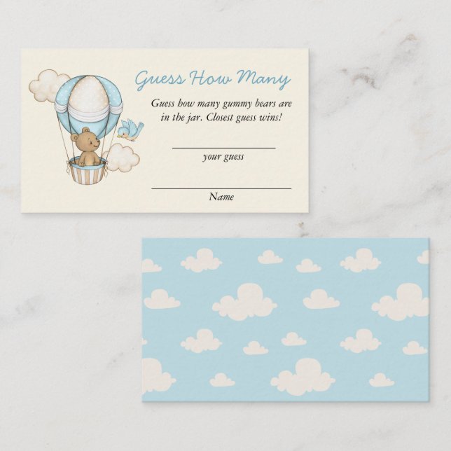 Cartão De Informações Belo Urso Alô Pequeno Adivinhem Quantos Jogo (Frente/Verso)