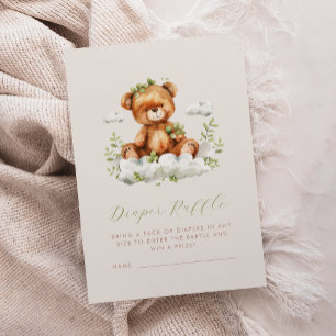 Cartão De Informações Belo Urso Verde Fralda Raffle