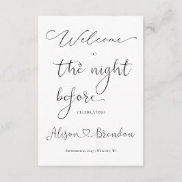 Cartão De Informações Bem-vindos à noite antes do branco negro