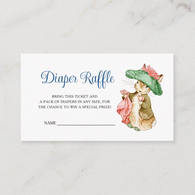 Cartão De Informações Benjamin Bunny Chá de fraldas Fralda Raffle (Frente)