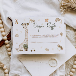 Cartão De Informações Berçário da Girafa Chá de Bebê Boho Sorteio de Fra