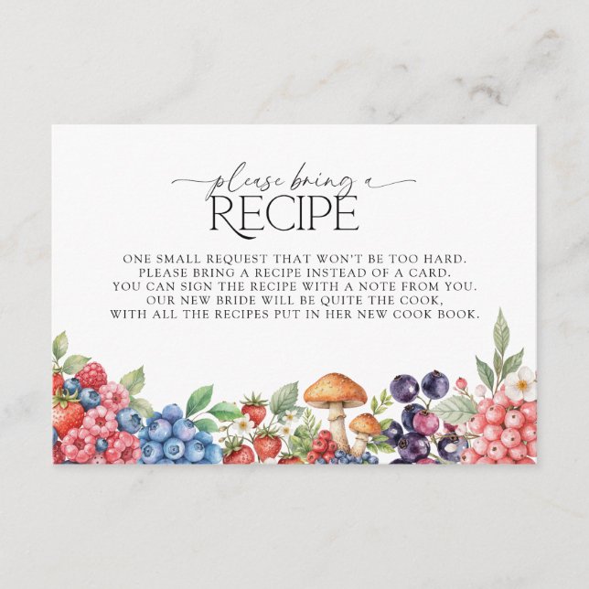 Cartão De Informações Berries Florestais Botânicos Traga Uma Receita (Frente)