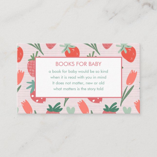 Cartão De Informações Berry Sweet Baby Shower Book Request Response Card (Frente)