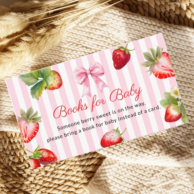 Cartão De Informações Berry Sweet Books for Baby Insert Card (Cute Strawberries books for baby insert card)