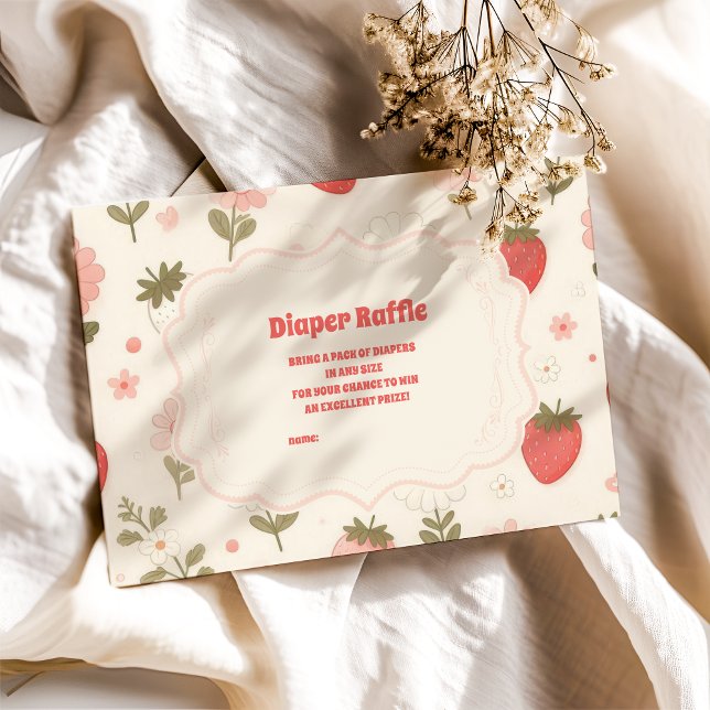 Cartão De Informações Berry Sweet Pink Coquette Baby Diapper Raffle (Criador carregado)