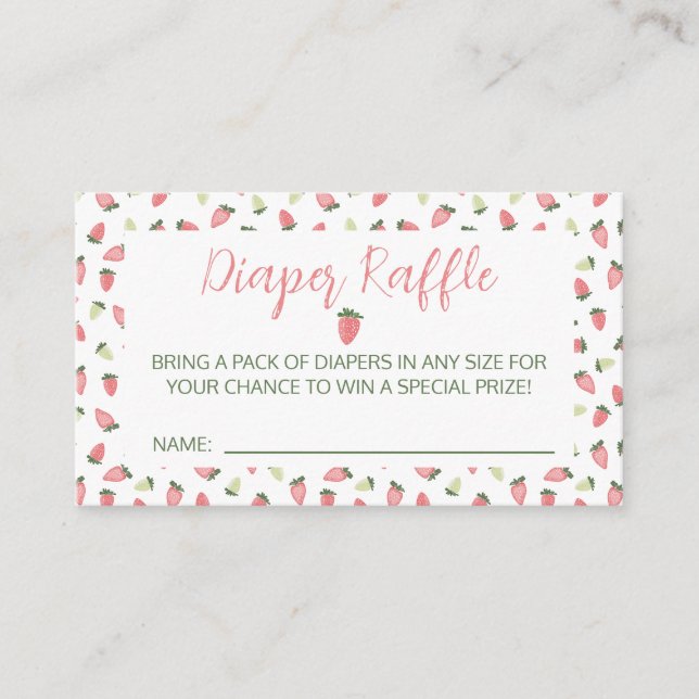 Cartão De Informações Berry Sweet Strawberry Baby Shower Diaper Raffle (Frente)