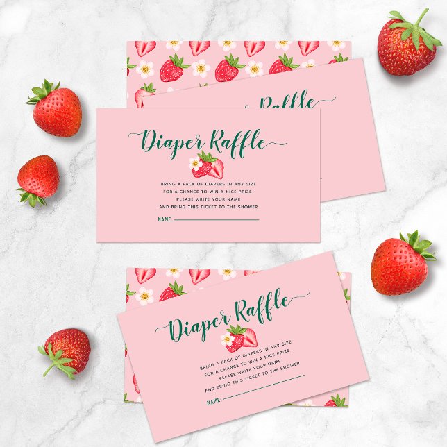 Cartão De Informações Berry Sweet Strawberry Chá de fraldas Raffle (Criador carregado)