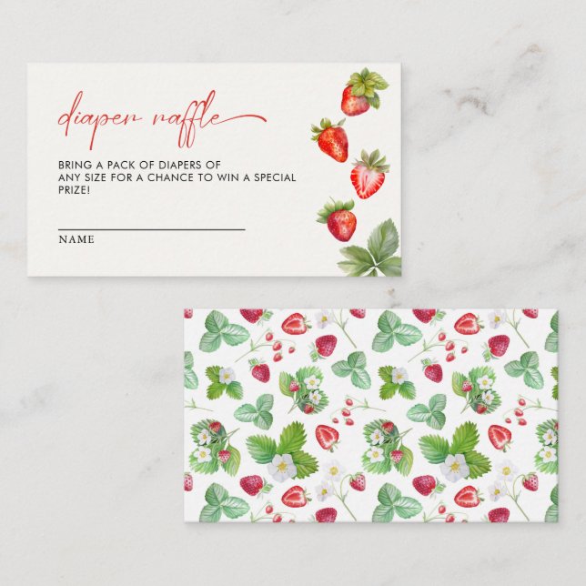 Cartão De Informações Berry Sweet Strawberry Chá de fraldas Raffle (Frente/Verso)