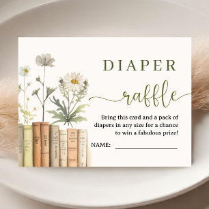 Cartão De Informações Biblioteca de Livros Chá de Bebê Diaper Raffle Flo