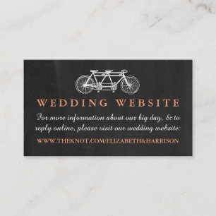 Cartão De Informações Bicicleta em tandem no Web site do casamento do