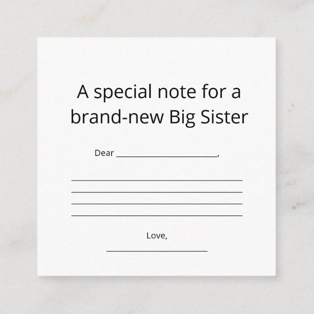 Cartão De Informações Big Sister Abstract Heart Enclosure Card  (Verso)