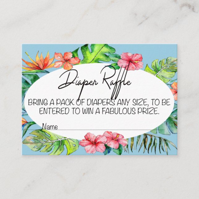 Cartão De Informações Bilhete Azul de Fralda Flamingle de Vamos Tropical (Frente)