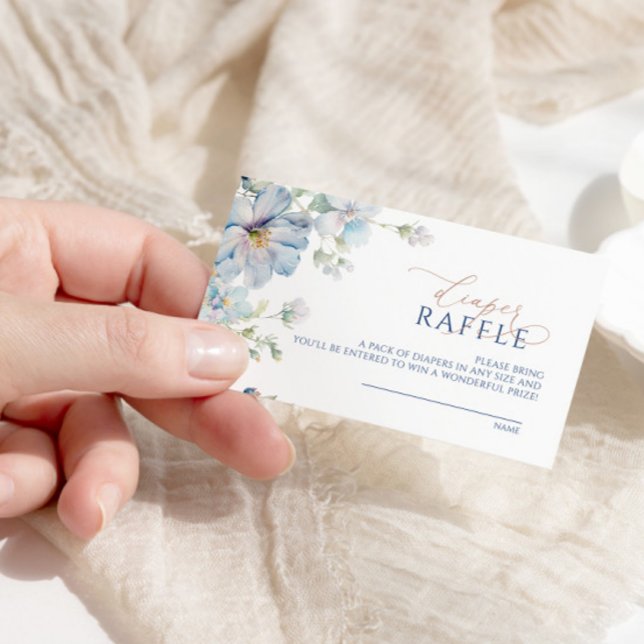 Cartão De Informações Bilhete Azul Hydrangea & Rosa Fralda Raffle (Criador carregado)