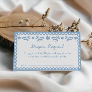 Cartão De Informações Bilhete Azul Papel Picado Fralda Raffle