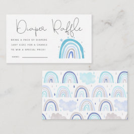 Cartão De Informações Bilhete Chá de fraldas Arco-Íris Azul Fralda Raffl