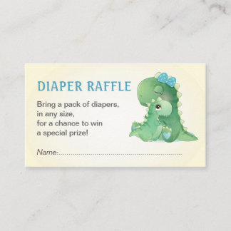 Cartão De Informações Bilhete Chá Fralda de Raffle Azul Dinossaur Blue B