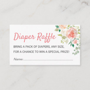 Cartão De Informações Bilhete chique floral do Raffle da fralda do chá