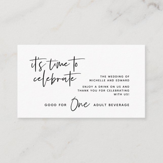 Cartão De Informações Bilhete de Bebida, Bebida Adulta, Feliz para Sempr (Frente)