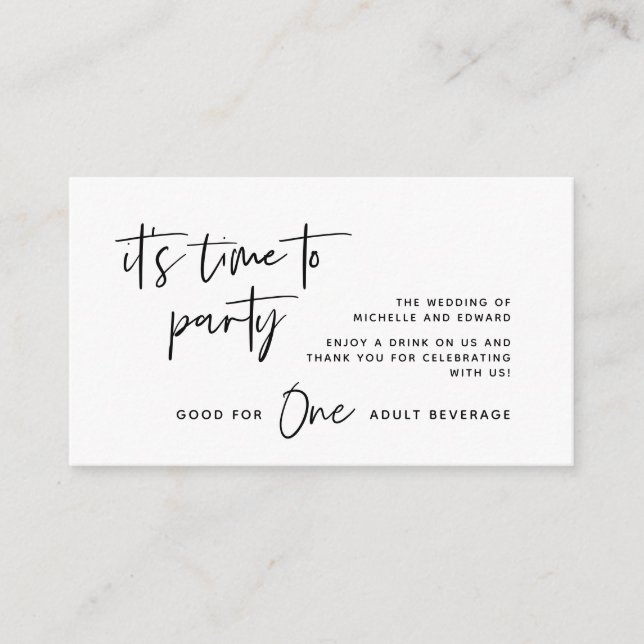 Cartão De Informações Bilhete de Bebida, Bebida Adulta, Feliz para Sempr (Frente)