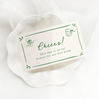 Cartão De Informações Bilhete De Bebida Verde Desenhado À Mão