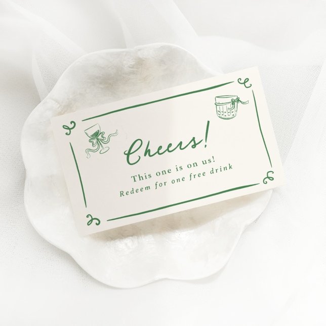 Cartão De Informações Bilhete De Bebida Verde Desenhado À Mão (Criador carregado)