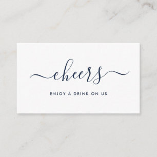 Cartão De Informações Bilhete de Bebidas Grátis de Script Simples - Azul